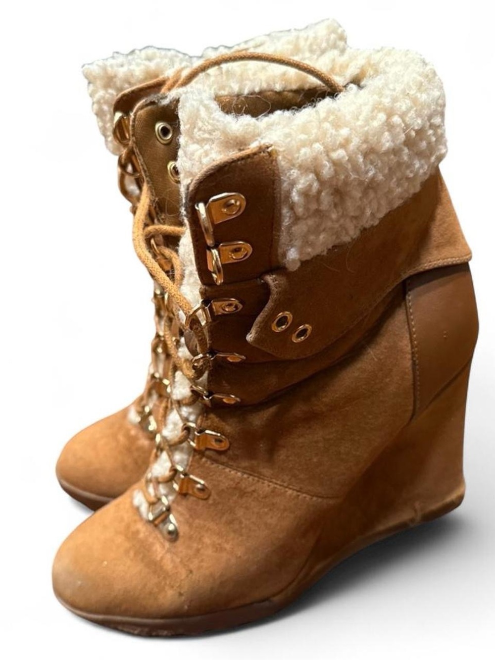 Y2K Isabel Marant Style Wedge Faux Fur High Top Sneakers